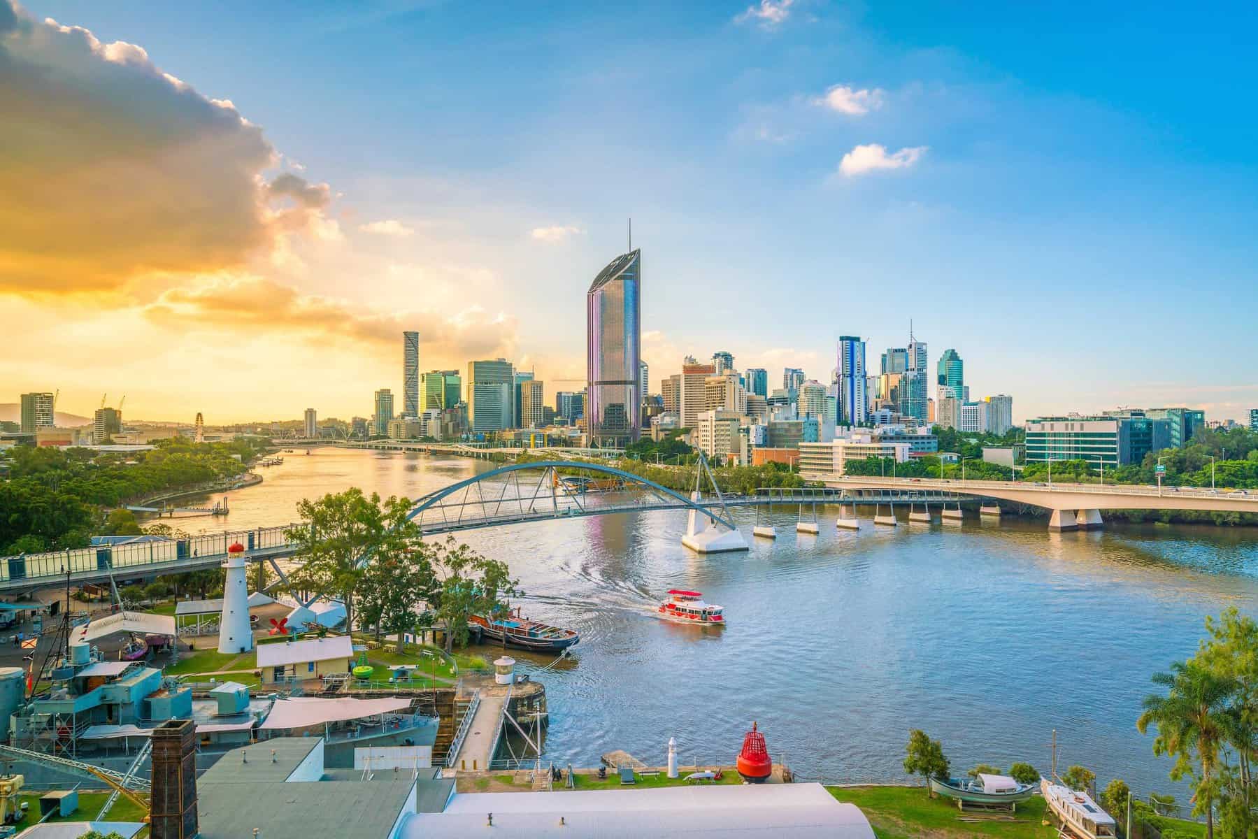 brisbane river and city wide view
