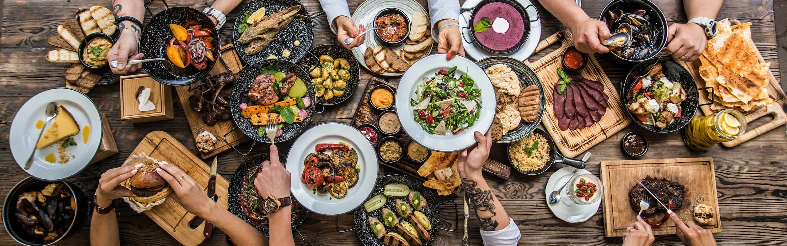 plenty of food choices are on the table