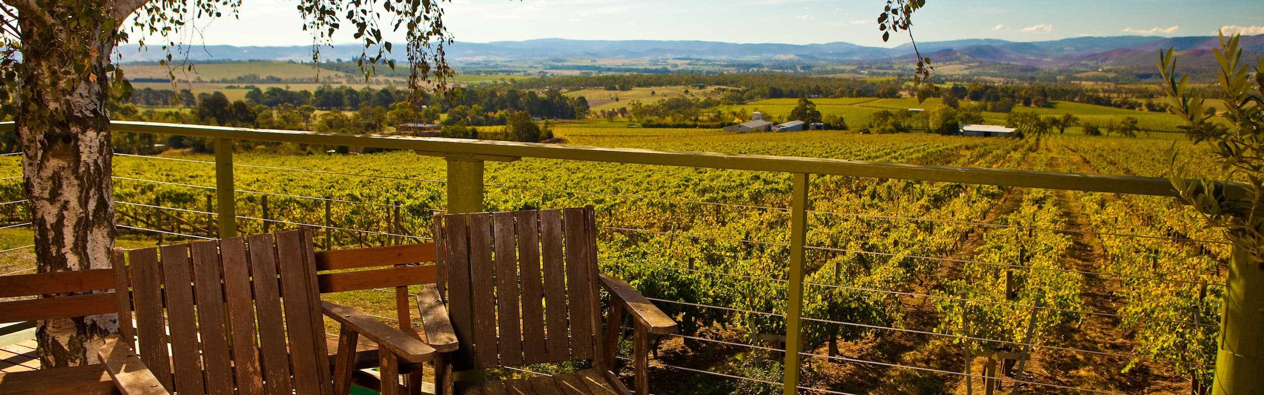 veranda with winery farm view
