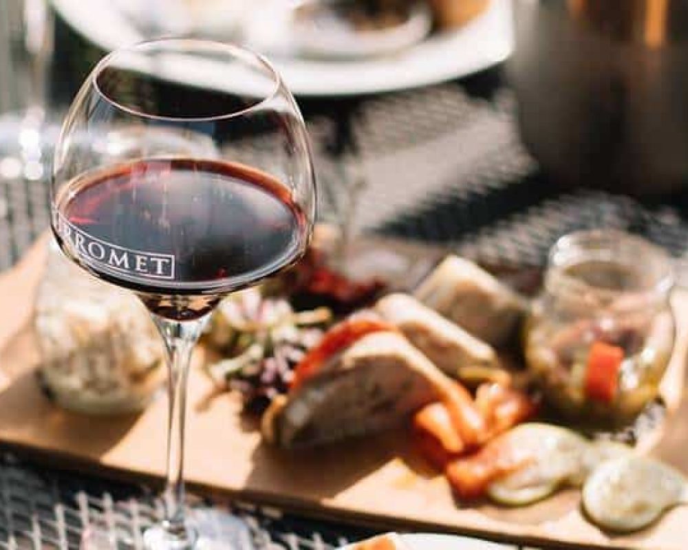 wine and food served at tuscan terrace
