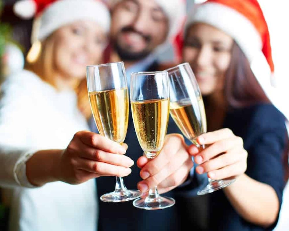 three champagne in a glass