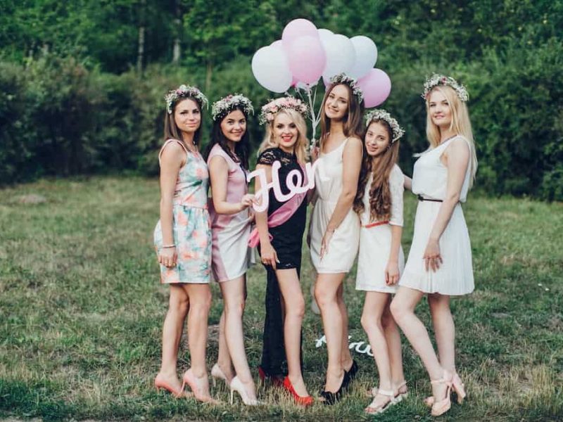 hens party tours hens bride together with her bridemaids